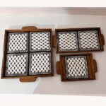 "Authentic Keffiyeh" Wooden Serving Trays Set – 3 Pieces (Hand-Painted Hebron Ceramic) - Image 2