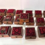 Heritage Wooden Favor Boxes – Machine Embroidered (Size 12x12x7 cm)