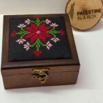 "Warda Kanaan" Premium Wooden Box – Size 12x12x7 cm (Authentic Hand-Embroidered Tatreez)
