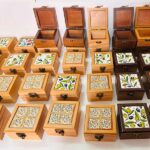 Wooden Gift & Favor Box with Handmade Hebron Ceramic Tile - 10x10x6 cm - Image 2