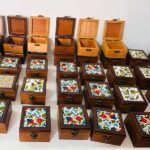 Wooden Gift & Favor Box with Handmade Hebron Ceramic Tile - 10x10x6 cm - Image 4