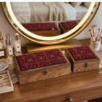Hand-Embroidered Wooden Home Set – 3 Pieces (Large Box, Small Box & Tissue Box Cover) - Image 3