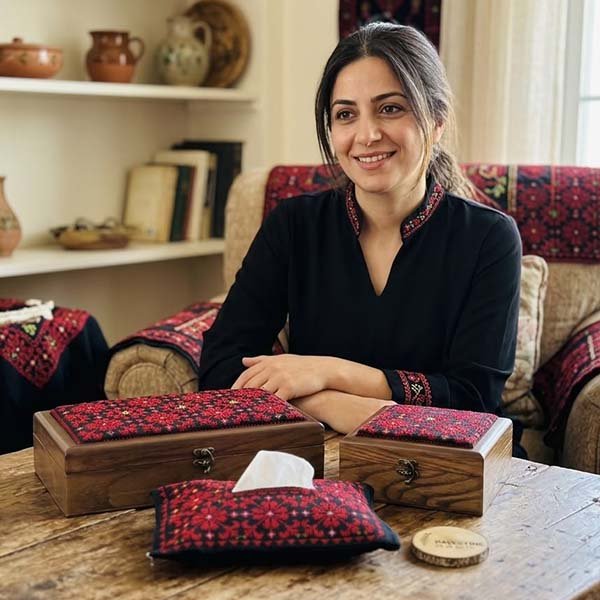 set_box2 Hand-Embroidered Wooden Home Set – 3 Pieces (Large Box, Small Box & Tissue Box Cover) - Image 1